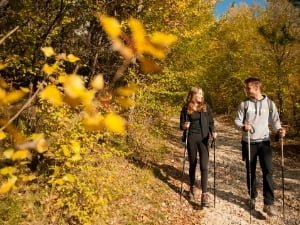 Couple hiking during fall